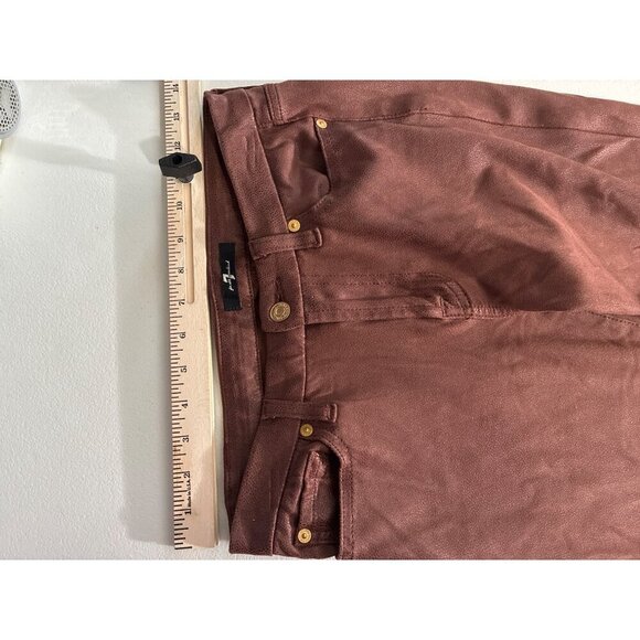 7 For All Mankind  Pants Womens size 27 Metallic Coated Skinny Pants Soft - Picture 10 of 12